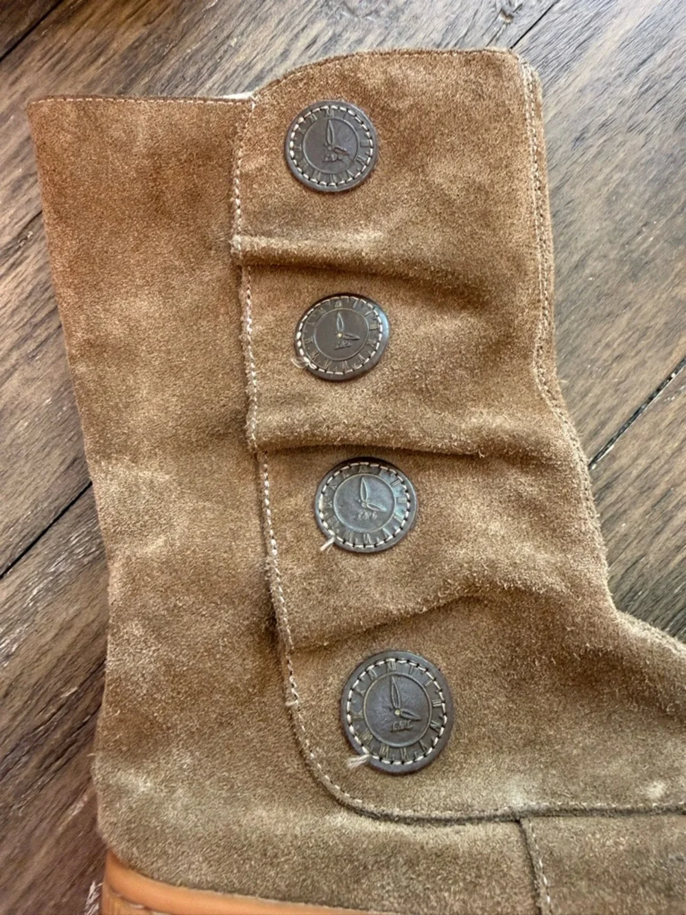 Livie & Luca Girls Brown‎ Suede Tall Boots Size 1 Side Zip Button Detail Leather